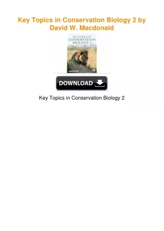 Key Topics in Conservation Biology 2 by David W. Macdonald