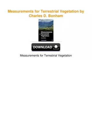 Measurements for Terrestrial Vegetation by Charles D. Bonham