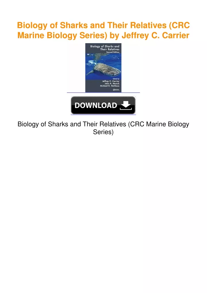 PPT - Biology of Sharks and Their Relatives (CRC Marine Biology Series ...