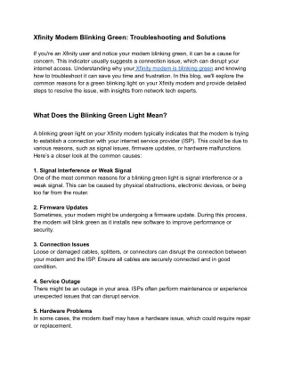 Xfinity Modem Blinking Green: Troubleshooting and Solutions