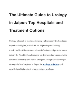 The Ultimate Guide to Urology in Jaipur_ Top Hospitals and Treatment Options