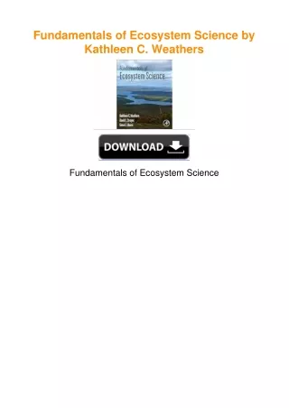 Fundamentals of Ecosystem Science by Kathleen C. Weathers