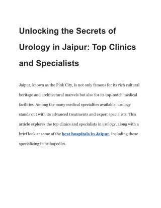 Unlocking the Secrets of Urology in Jaipur_ Top Clinics and Specialists