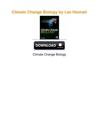 Climate Change Biology by Lee Hannah