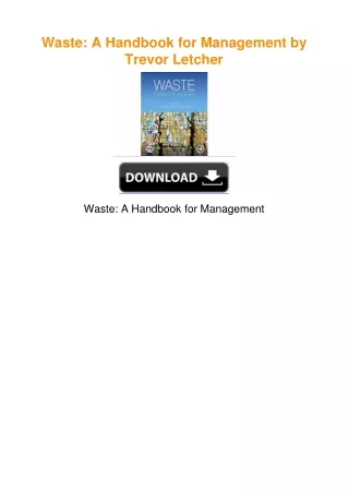 Waste: A Handbook for Management by Trevor Letcher