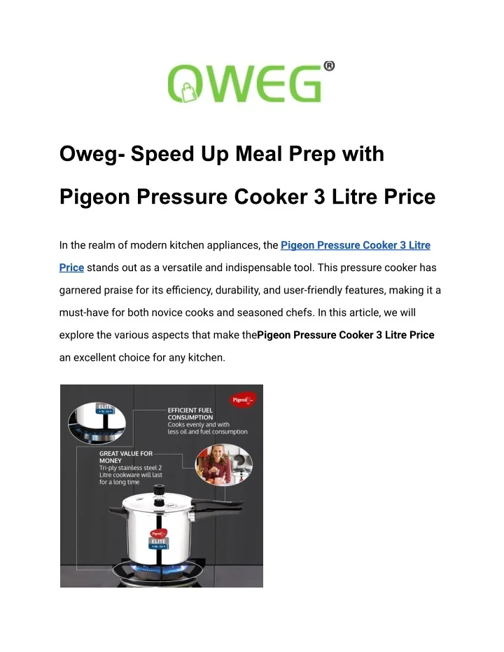 PPT Oweg Speed Up Meal Prep with Pigeon Pressure Cooker 3 Litre
