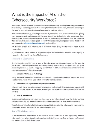 what is the impact of ai on the cybersecurity