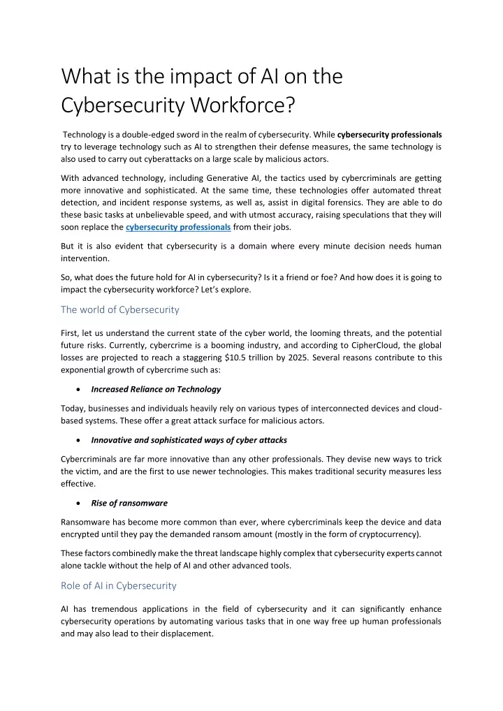 what is the impact of ai on the cybersecurity