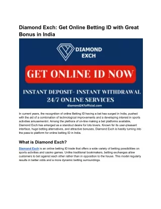 Diamond Exch_ Get Online Betting ID with Great Bonus in India