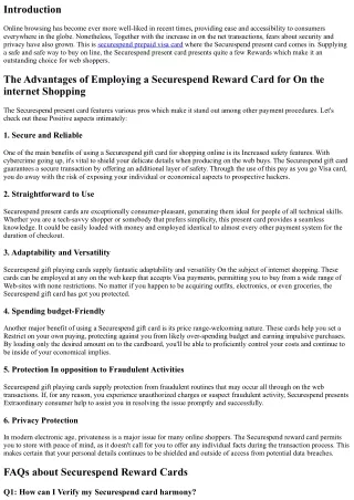 The Benefits of Using a Securespend Gift Card for Internet shopping