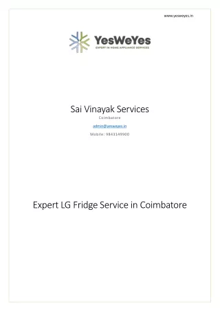 Expert LG Fridge Service in Coimbatore