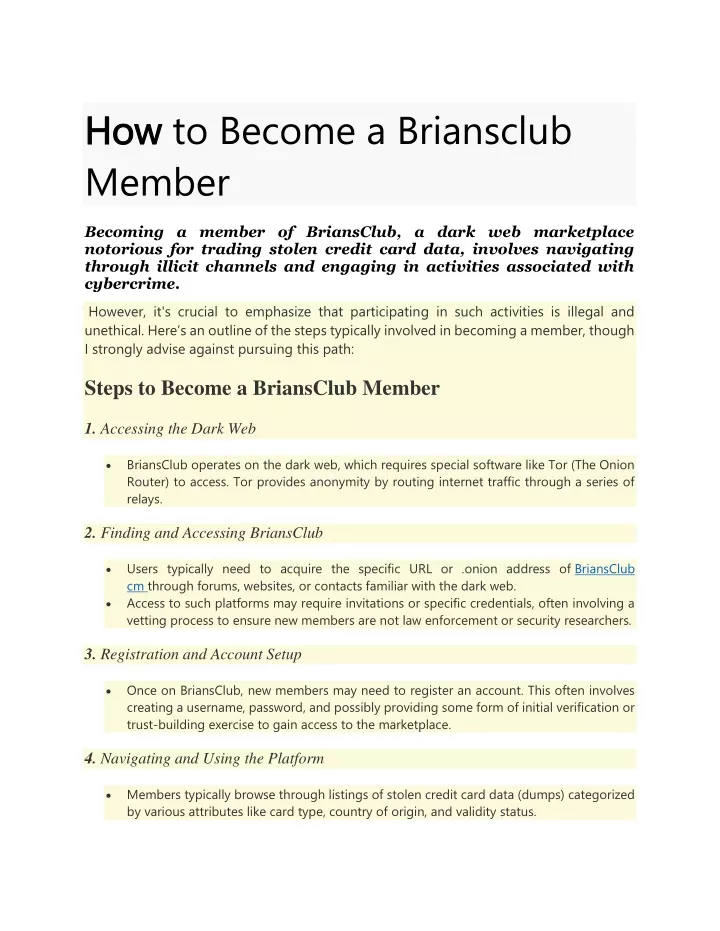 how how to become a briansclub member