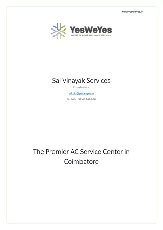 The Premier AC Service Center in Coimbatore
