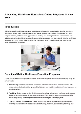 Advancing Healthcare Education Online Programs in New York