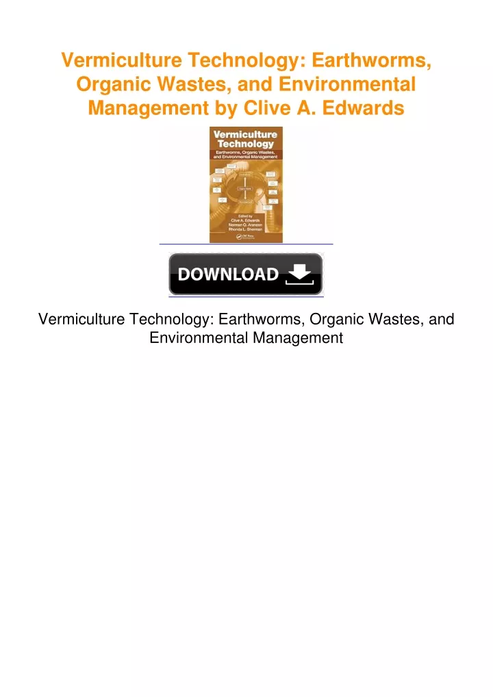 PPT - Vermiculture Technology: Earthworms, Organic Wastes, And ...