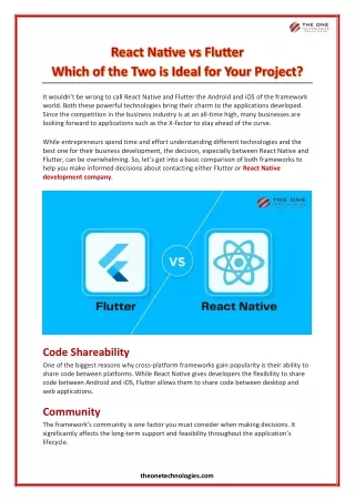 React Native vs Flutter: Which of the Two is Ideal for Your Project?