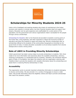 Scholarships for Minority Students 2024-25