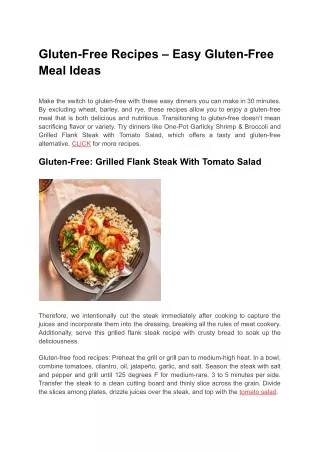 Gluten-Free Recipes Easy Gluten-Free Meal Ideas