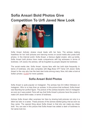 Sofia Ansari Bold Photos Give Competition To Urfi Javed New Look