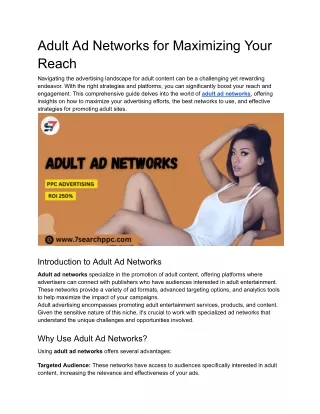 Adult Ad Networks for Maximizing Your Reach