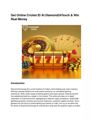 Get Online Cricket ID At Diamond247exch & Win Real Money