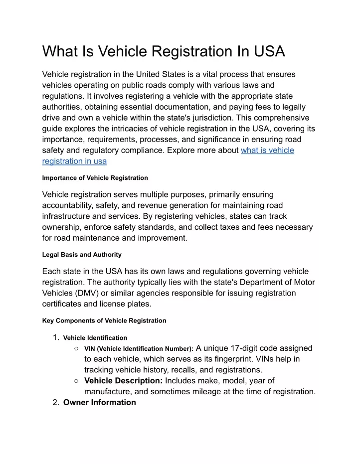 what is vehicle registration in usa