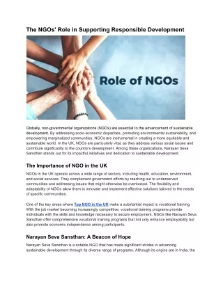 the ngos role in supporting responsible