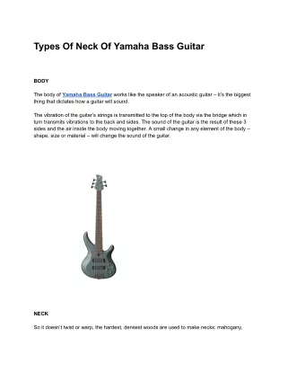 Types Of Neck Of Yamaha Bass Guitar
