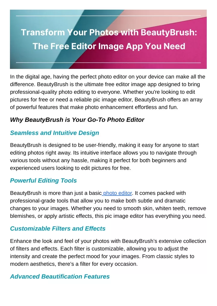 transform your photos with beautybrush the free