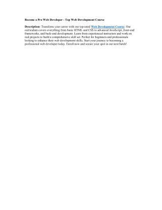 become a pro web developer top web development