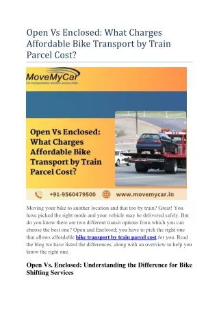 Open Vs Enclosed What Charges Affordable Bike Transport by Train Parcel Cost