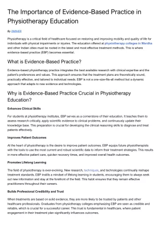 The Importance of Evidence-Based Practice in Physiotherapy Education