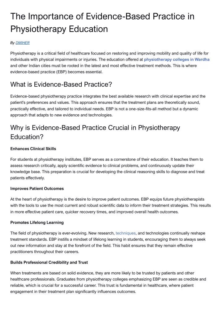 the importance of evidence based practice