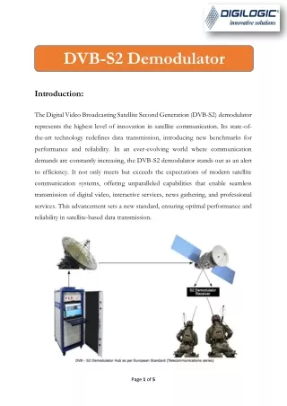 DVB-S2 Demodulator from Digilogic Systems