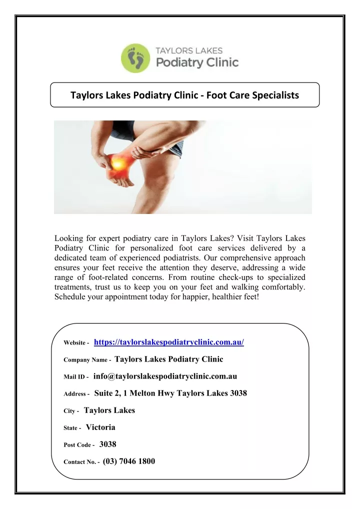 PPT - Taylors Lakes Podiatry Clinic - Foot Care Specialists PowerPoint ...