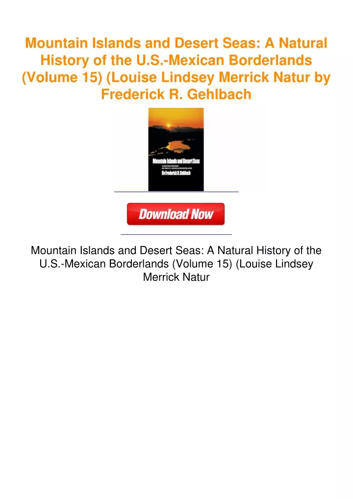 PPT - Mountain Islands and Desert Seas: A Natural History of the U.S ...