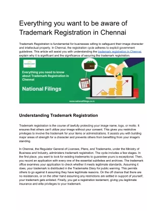 Everything you want to be aware of Trademark Registration in Chennai