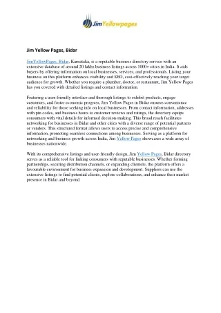 jim yellow pages bidar