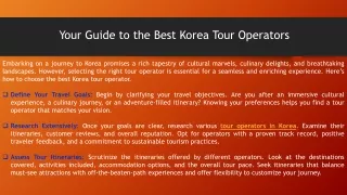 Your Guide to the Best Korea Tour Operators