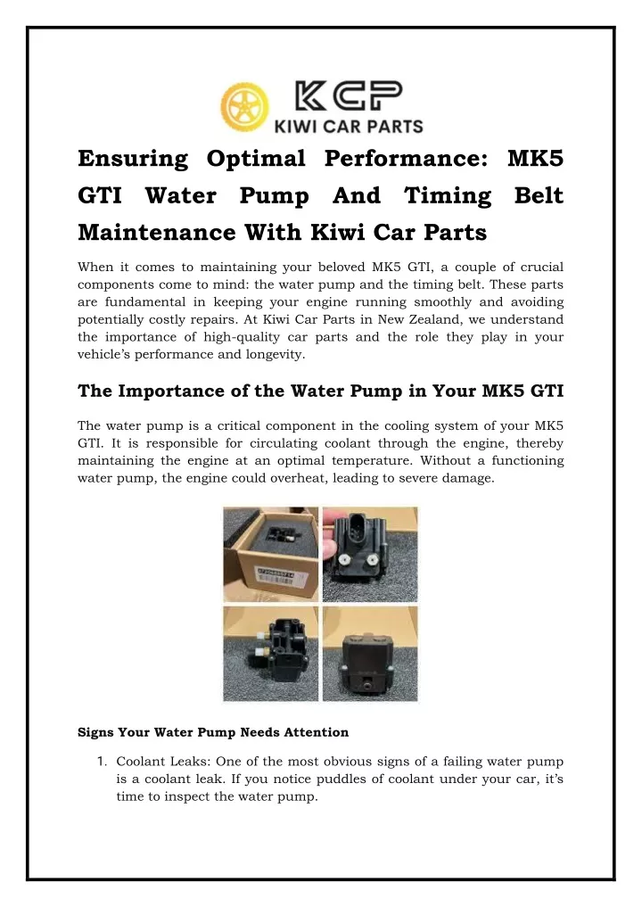 ensuring optimal performance mk5 gti water pump