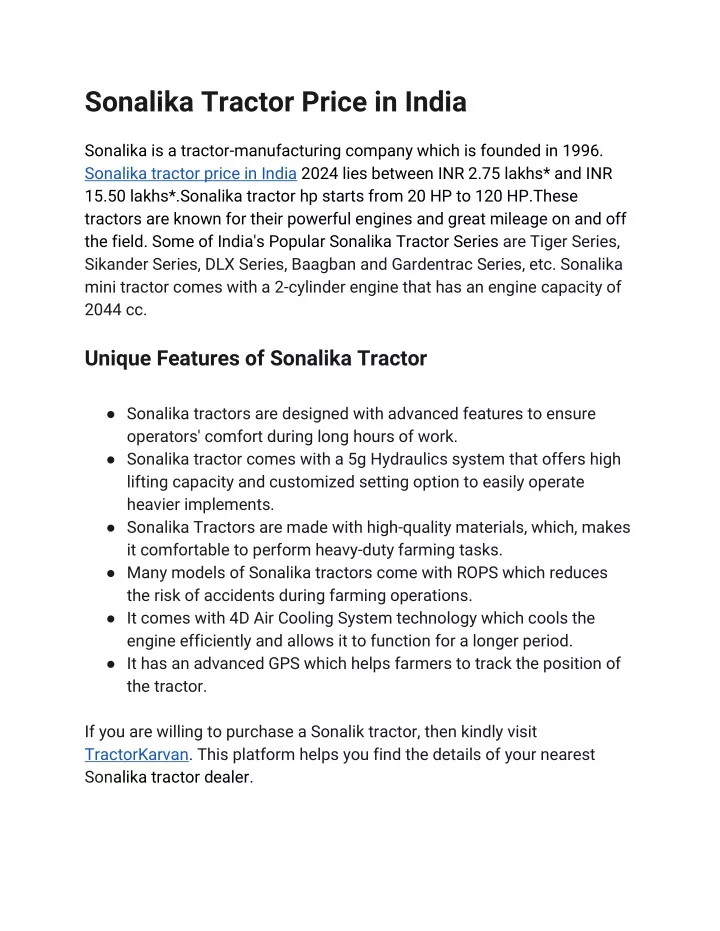 sonalika tractor price in india sonalika