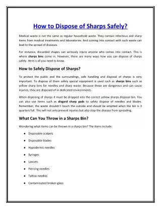 How to Dispose of Sharps Safely_
