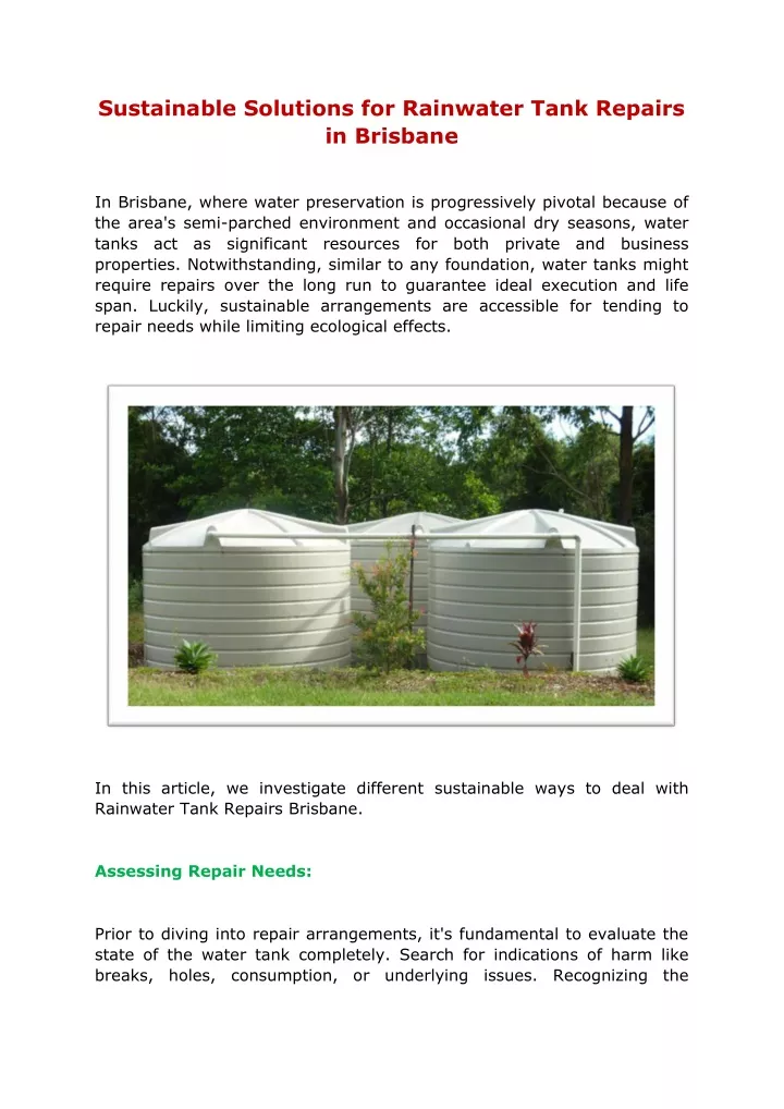 sustainable solutions for rainwater tank repairs