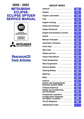 2001 Mitsubishi Eclipse Spyder Service Repair Manual