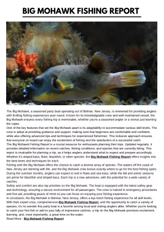 Big Mohawk Fishing Report1111111111111111111111111111111111111111111111111111111