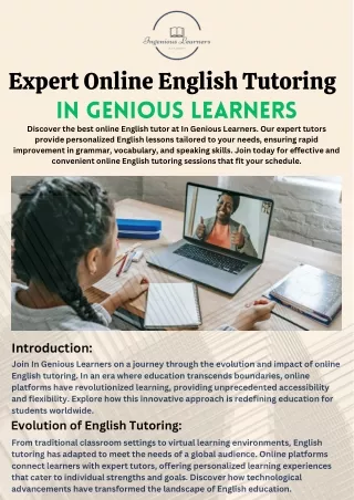 Expert Online English Tutoring - In Genious Learners