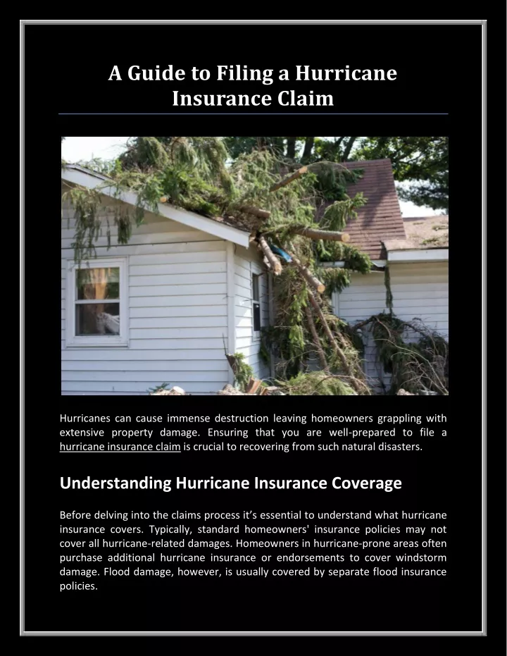 a guide to filing a hurricane insurance claim