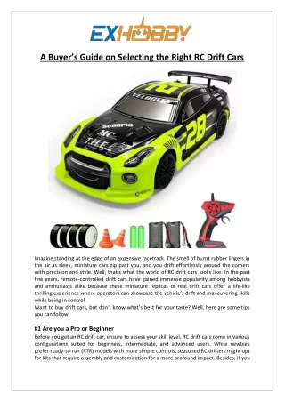 EXHOBBY - A Buyer’s Guide on Selecting the Right RC Drift Cars