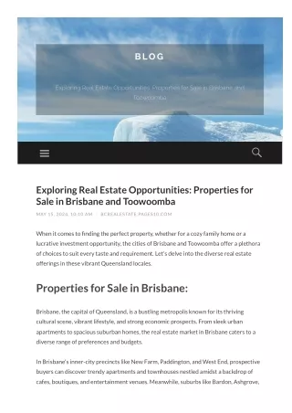 Properties for Sale in Brisbane and Toowoomba
