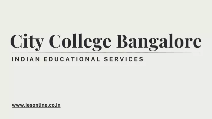 city college bangalore